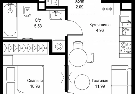 1-комнатная квартира - ул. Верейская, 29/32Д / ЖК СЕТ - фото 1