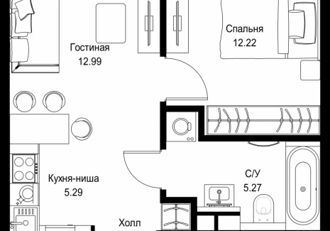 1-комнатная квартира - ул. Верейская, 29/32Д / ЖК СЕТ - фото 1