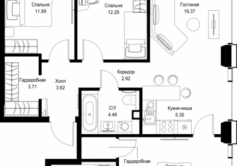 3-комнатная квартира - ул. Верейская, 29/32Д / ЖК СЕТ - фото 1