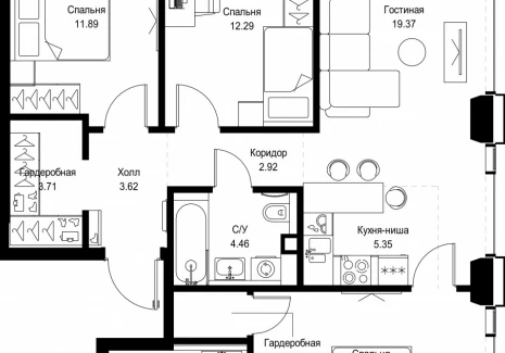 3-комнатная квартира - ул. Верейская, 29/32Д / ЖК СЕТ - фото 1