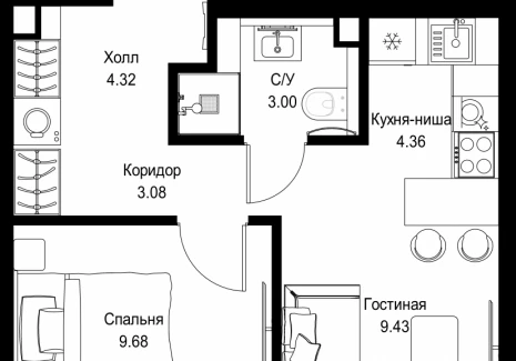 1-комнатная квартира - ул. Верейская, 29/32Д / ЖК СЕТ - фото 1