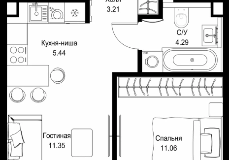 1-комнатная квартира - ул. Верейская, 29/32Д / ЖК СЕТ - фото 1