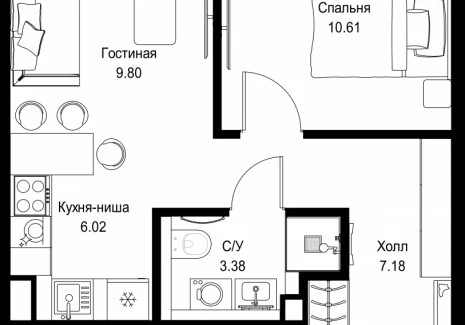 1-комнатная квартира - ул. Верейская, 29/32Д / ЖК СЕТ - фото 1
