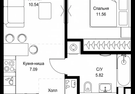 1-комнатная квартира - ул. Верейская, 29/32Д / ЖК СЕТ - фото 1