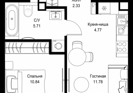 1-комнатная квартира - ул. Верейская, 29/32Д / ЖК СЕТ - фото 1