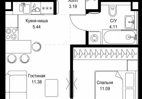 1-комнатная квартира - ул. Верейская, 29/32Д / ЖК СЕТ - фото 1