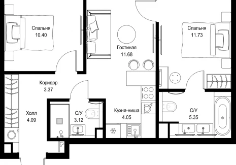 2-комнатная квартира - ул. Верейская, 29/32Д / ЖК СЕТ - фото 1