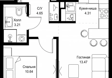 1-комнатная квартира - ул. Верейская, 29/32Д / ЖК СЕТ - фото 1