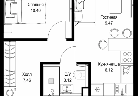 1-комнатная квартира - ул. Верейская, 29/32Д / ЖК СЕТ - фото 1