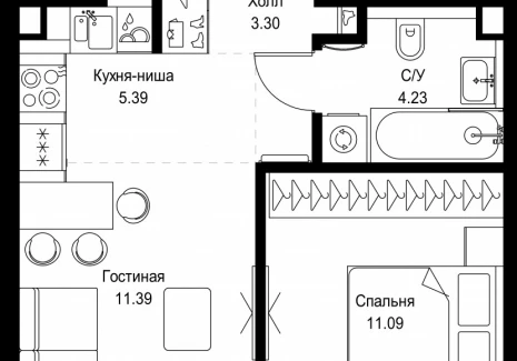 1-комнатная квартира - ул. Верейская, 29/32Д / ЖК СЕТ - фото 1