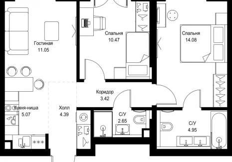 2-комнатная квартира - ул. Верейская, 29/32Д / ЖК СЕТ - фото 1