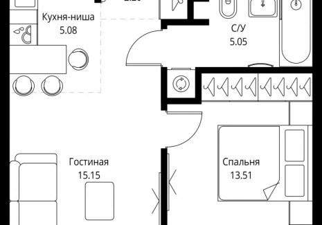 1-комнатная квартира - ул. Верейская, 29/32Д / ЖК СЕТ - фото 1