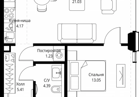 1-комнатная квартира - ул. Верейская, 29/32Д / ЖК СЕТ - фото 1