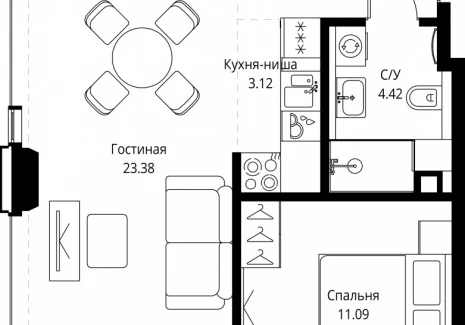 1-комнатная квартира - ул. Верейская, 29/32Д / ЖК СЕТ - фото 1