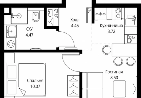1-комнатная квартира - ул. Верейская, 29/32Д / ЖК СЕТ - фото 1