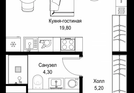 Квартира студия - Вишневая, 7 / ЖК СИТИДЗЕН - фото 1