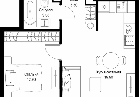 1-комнатная квартира - Вишневая, 7 / ЖК СИТИДЗЕН - фото 1
