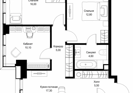 3-комнатная квартира - Вишневая, 7 / ЖК СИТИДЗЕН - фото 1