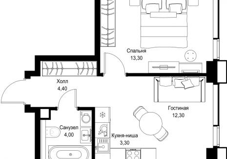 1-комнатная квартира - Вишневая, 7 / ЖК СИТИДЗЕН - фото 1