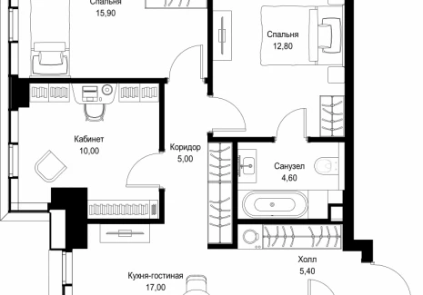 3-комнатная квартира - Вишневая, 7 / ЖК СИТИДЗЕН - фото 1