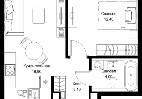 1-комнатная квартира - Вишневая, 7 / ЖК СИТИДЗЕН - фото 1