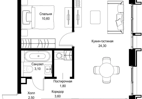 1-комнатная квартира - Вишневая, 7 / ЖК СИТИДЗЕН - фото 1