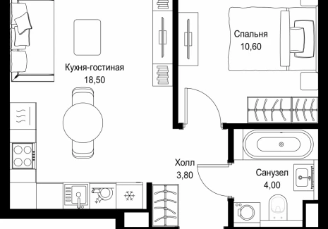 1-комнатная квартира - Вишневая, 7 / ЖК СИТИДЗЕН - фото 1