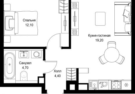 1-комнатная квартира - Вишневая, 7 / ЖК СИТИДЗЕН - фото 1