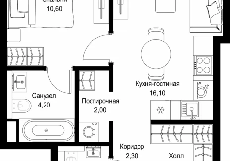 1-комнатная квартира - Вишневая, 7 / ЖК СИТИДЗЕН - фото 1