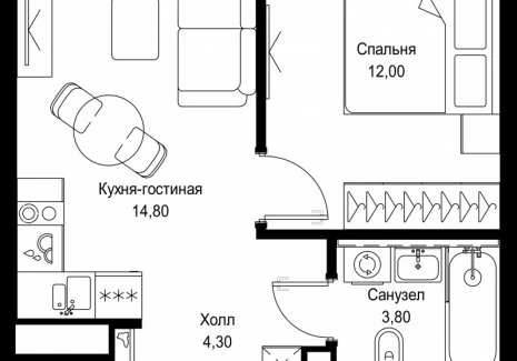 1-комнатная квартира - Вишневая, 7 / ЖК СИТИДЗЕН - фото 1