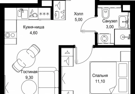 1-комнатная квартира - Вишневая, 7 / ЖК СИТИДЗЕН - фото 1