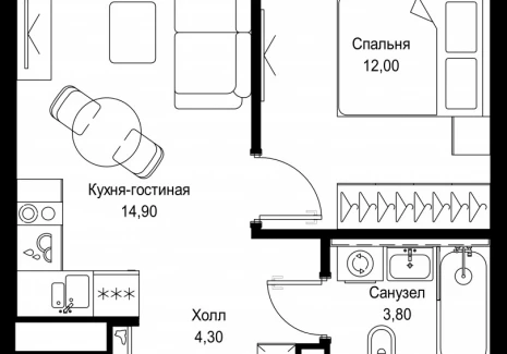 1-комнатная квартира - Вишневая, 7 / ЖК СИТИДЗЕН - фото 1