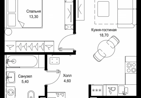 1-комнатная квартира - Вишневая, 7 / ЖК СИТИДЗЕН - фото 1