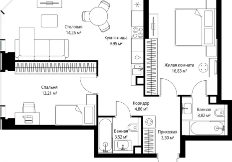 2-комнатная квартира - Вишневая, 7 / ЖК СИТИДЗЕН - фото 1