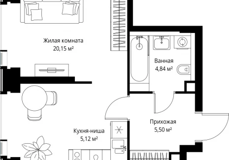 1-комнатная квартира - Вишневая, 7 / ЖК СИТИДЗЕН - фото 1