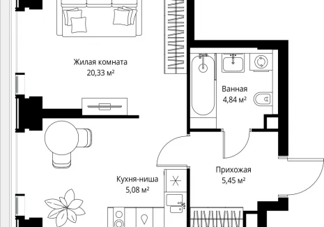1-комнатная квартира - Вишневая, 7 / ЖК СИТИДЗЕН - фото 1