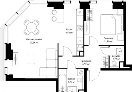 2-комнатная квартира - Вишневая, 7 / ЖК СИТИДЗЕН - фото 1