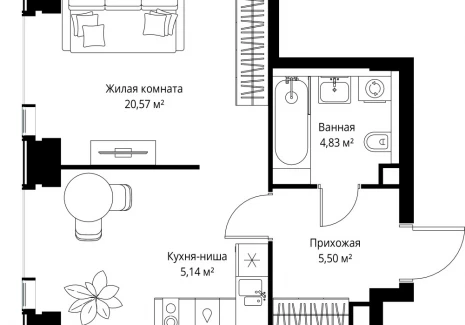 1-комнатная квартира - Вишневая, 7 / ЖК СИТИДЗЕН - фото 1
