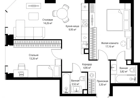 2-комнатная квартира - Вишневая, 7 / ЖК СИТИДЗЕН - фото 1