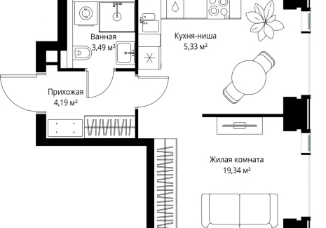 1-комнатная квартира - Вишневая, 7 / ЖК СИТИДЗЕН - фото 1