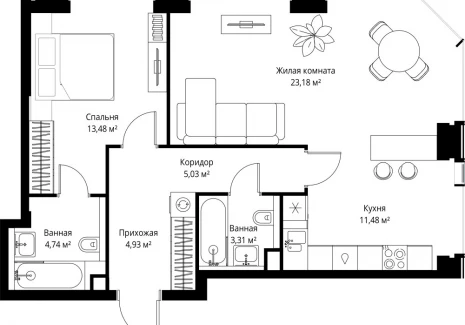 2-комнатная квартира - Вишневая, 7 / ЖК СИТИДЗЕН - фото 1