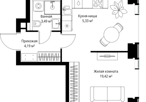 1-комнатная квартира - Вишневая, 7 / ЖК СИТИДЗЕН - фото 1