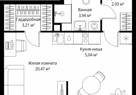 1-комнатная квартира - Вишневая, 7 / ЖК СИТИДЗЕН - фото 1