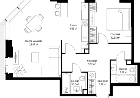 2-комнатная квартира - Вишневая, 7 / ЖК СИТИДЗЕН - фото 1