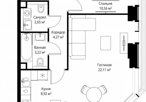 2-комнатная квартира - Вишневая, 7 / ЖК СИТИДЗЕН - фото 1