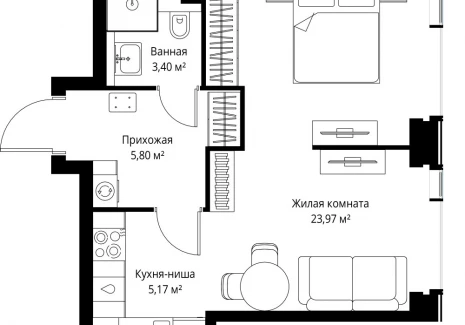 1-комнатная квартира - Вишневая, 7 / ЖК СИТИДЗЕН - фото 1