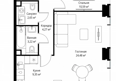 2-комнатная квартира - Вишневая, 7 / ЖК СИТИДЗЕН - фото 1