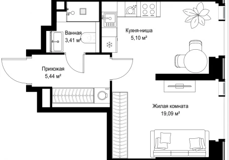 1-комнатная квартира - Тушинская, 24/7 / ЖК СИТИДЗЕН - фото 1