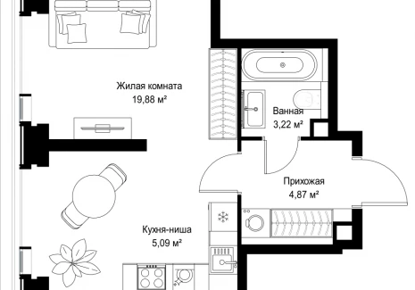 1-комнатная квартира - Тушинская, 24/7 / ЖК СИТИДЗЕН - фото 1