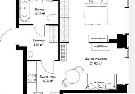 1-комнатная квартира - Вишневая, 7 / ЖК СИТИДЗЕН - фото 1